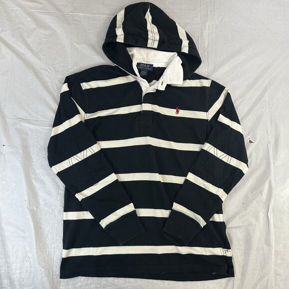 Polo Ralph Lauren Other - Polo Ralph Lauren Full Zip Polo Hoodie Black White Red Pony Logo Youth L (14–16)